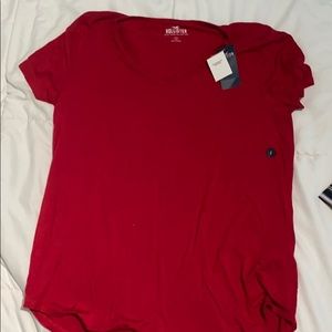 Red v neck tee from hollister